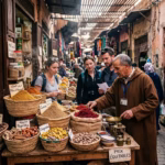 Marrakech spice souk with saffron, ras el hanout and Moroccan spices — authentic medina shopping tour with local guide