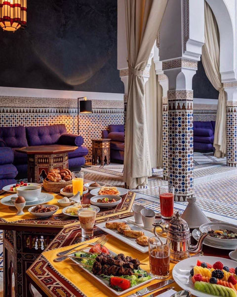 Iftar in Marrakech medina at sunset