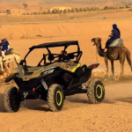 Off-road buggy ride in Agafay Desert Morocco — side-by-side buggy adventure near Marrakech with Atlas Mountains view